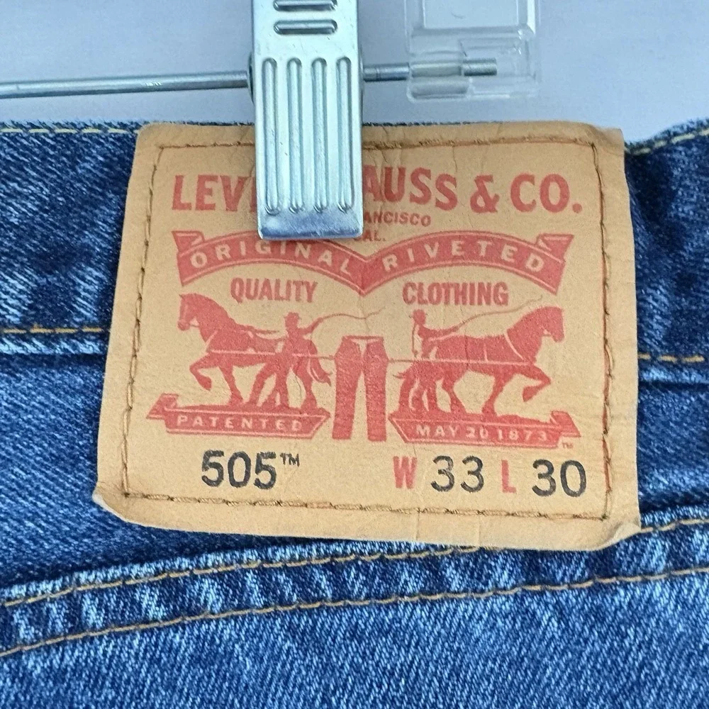 Levis 505 Jeans Mens 33x30 Blue Medium Wash Regular Straight Stretch Denim Pants